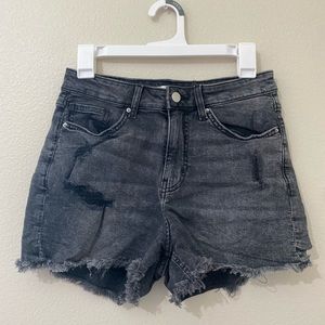 Black ripped jean shorts